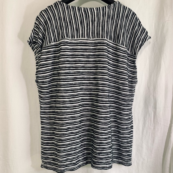 T by Talbots Black/White Stripe With Accent Back Yoke Top Sz XL - Picture 4 of 12